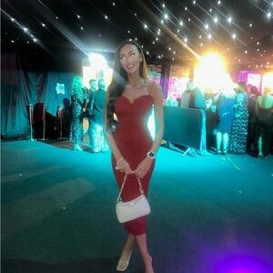 PrettyLittleThing Strapless Red Dress